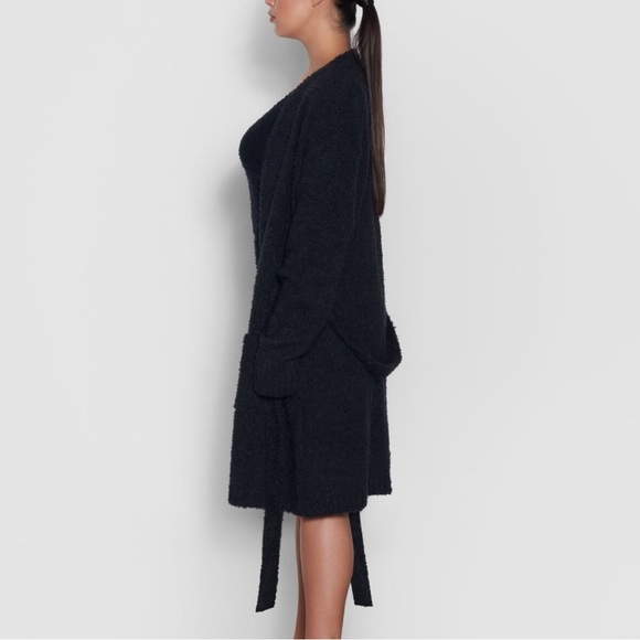 Skims Cozy Knit Short Robe In Onyx Black L/XL - Picture 2 of 10